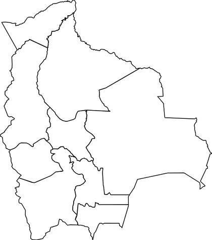 Mapa de Bolivia muda — vista previa de la lámina descargable