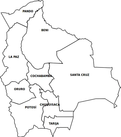 Mapa político de Bolivia — vista previa de la lámina descargable